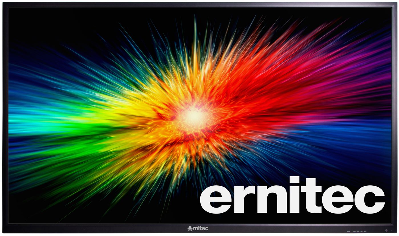 Ernitec 75" 24/7 4K UHD overvåkningsmonitor - Vann- og hærverkssikker.