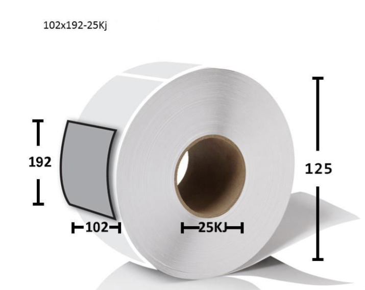 102x192 mm, Postetikett Thermo, Permanent lim.
