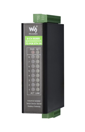 Waveshare 8-Ch RS485 to RJ45 Ethernet Serial Server, PoE